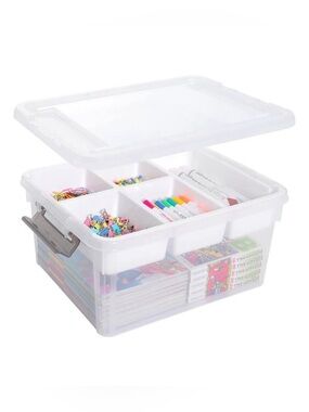17 QT Clear Storage Box with Removable Tray – Craft & Tool Organizer